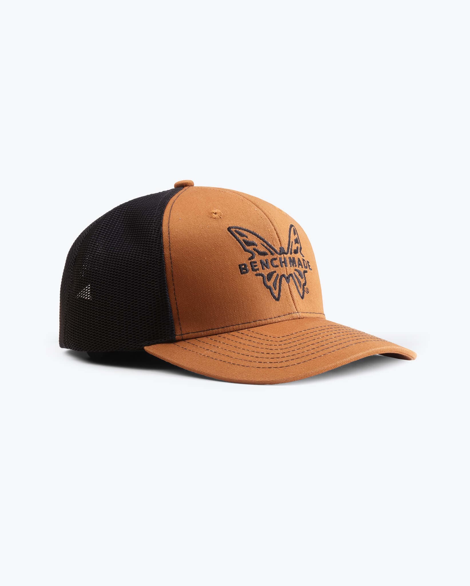 benchmade-classic-trucker-hat-caramel-black-snapback-cap image 4