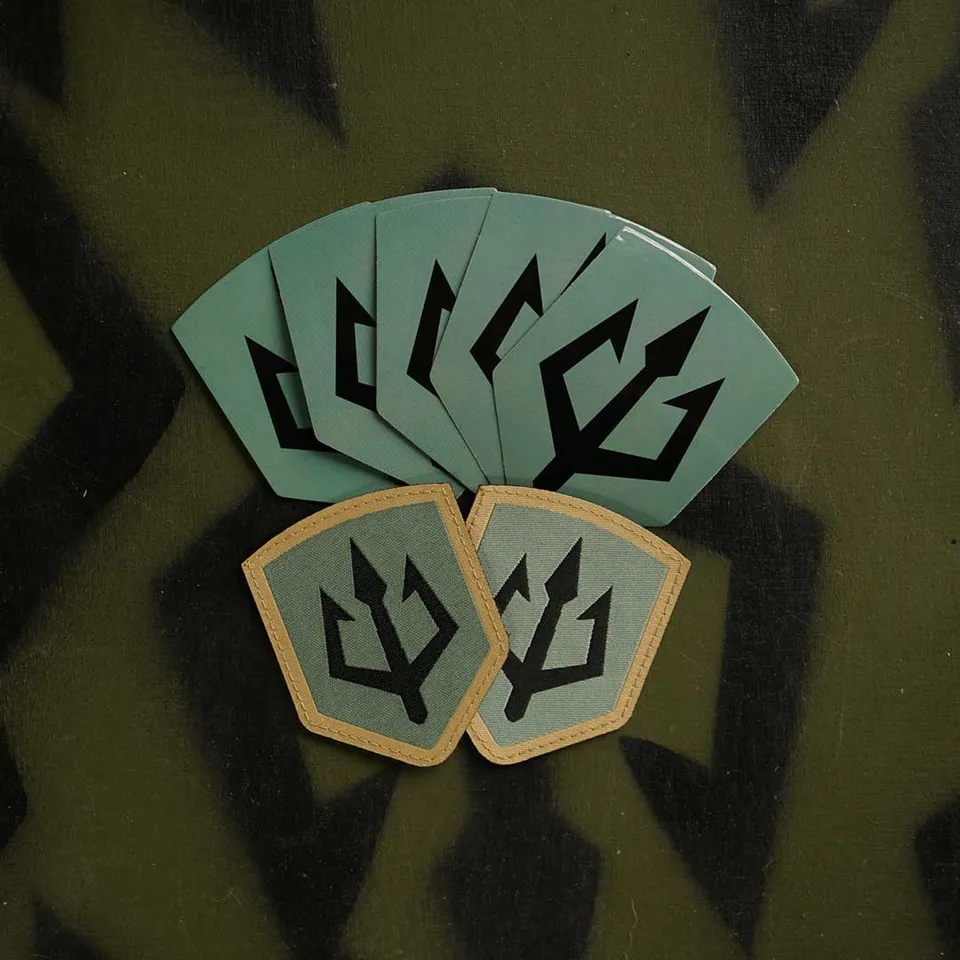 black-trident-sticker-patches-swag-pack image 1