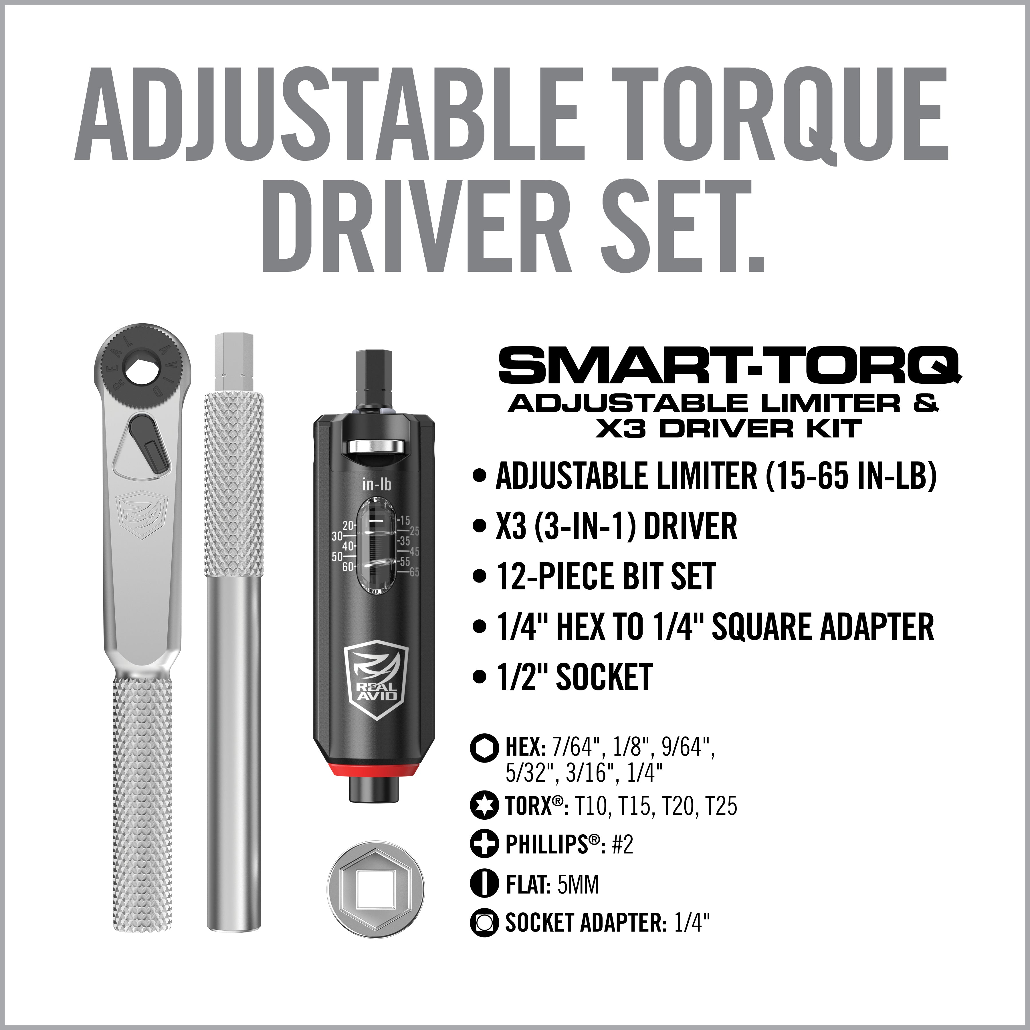 real-avid-smart-torq-adjustable-limiter-x3-driver-kit-drehmoment-set-15-65-in-lb image 4