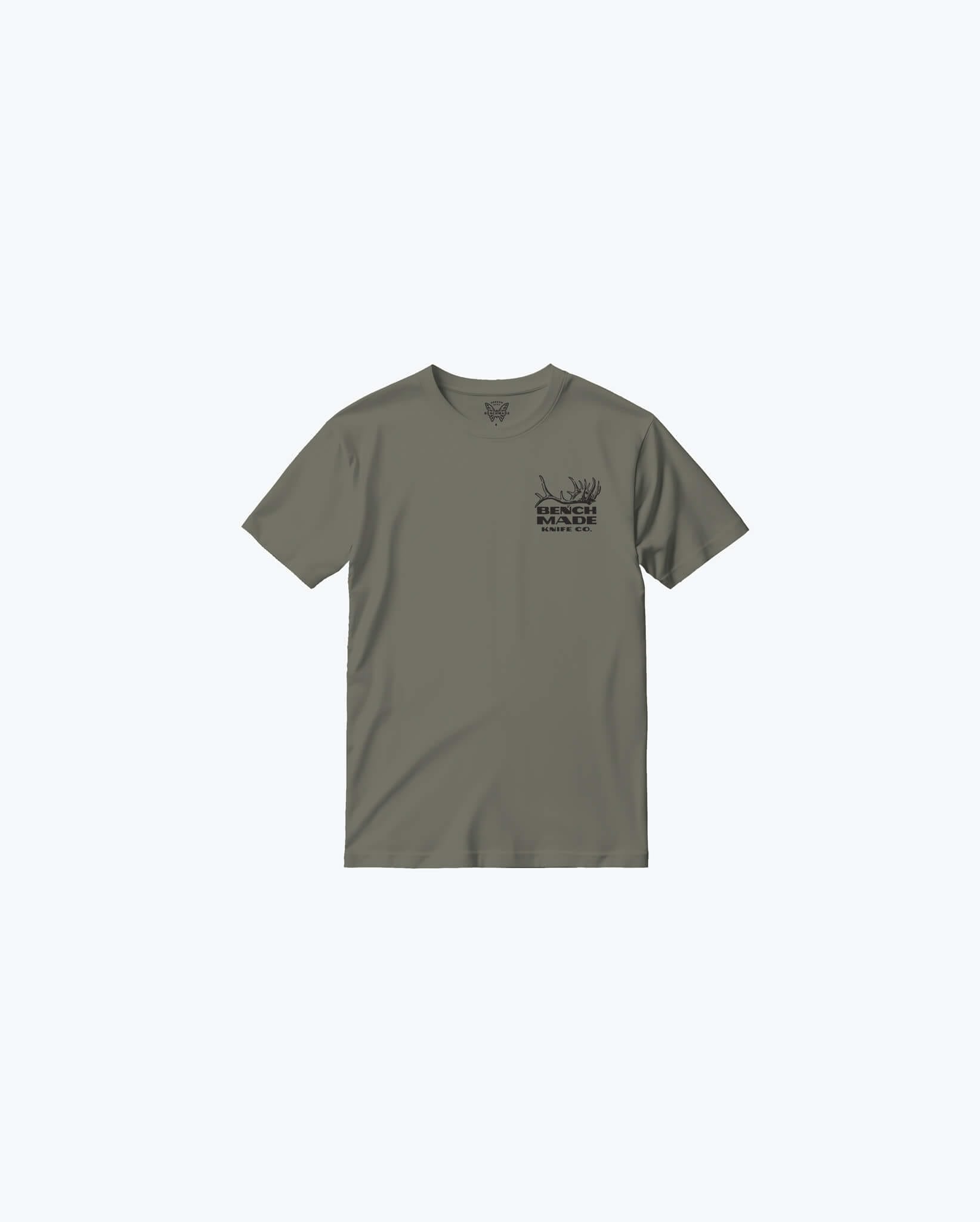 benchmade-antler-ss-herren-t-shirt-50215-olive-mit-grafikprint-gek-mmte-baumwoll image 2