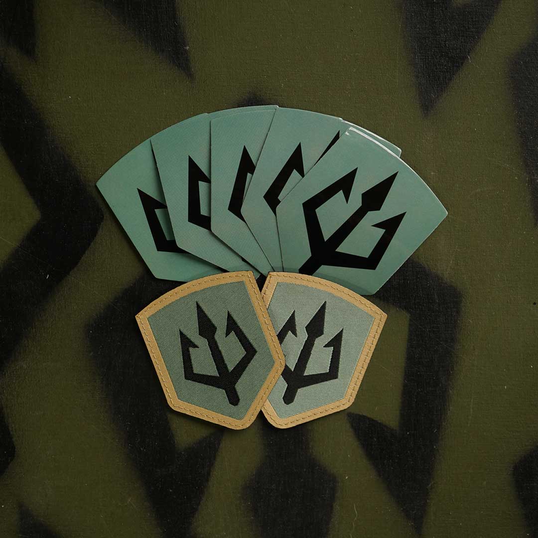 black-trident-sticker-patches-swag-pack image 1