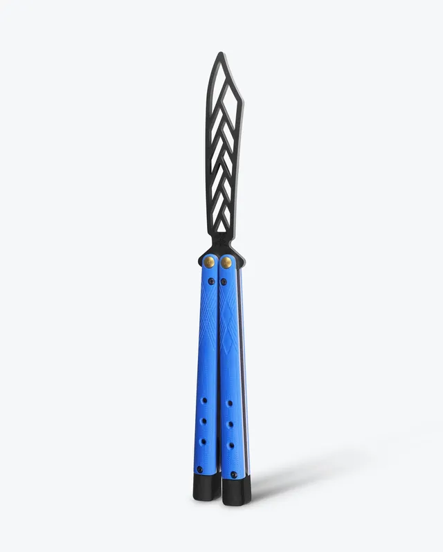 benchmade-necron-trainer-99t-blue-g10-scimitar-balisong-trainer image 1